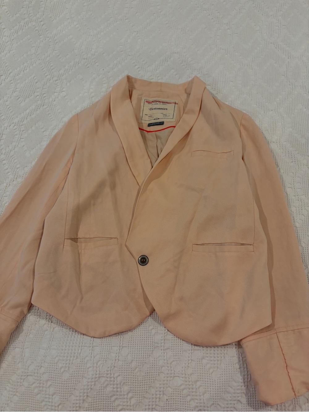 Anthropologie Cartonnier Peach Draped Single-Button Blazer
